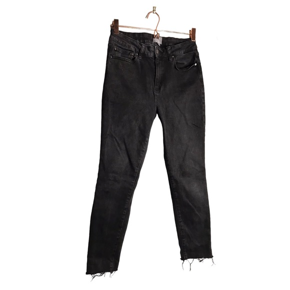 Daily Ritual | Black skinny high rise jeans fringe hem - Picture 3 of 8